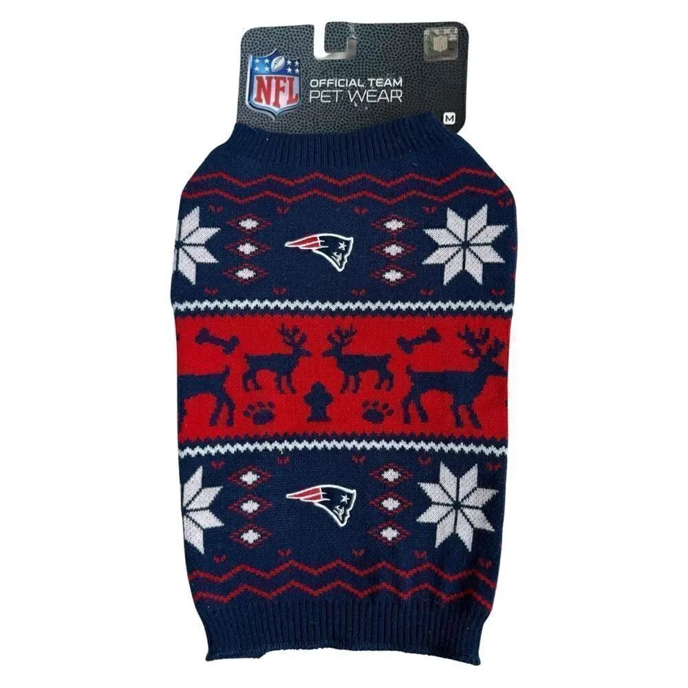 NFL Officially Licensed New England Patriots Petwear Knit Dog Sweater Medium NWT